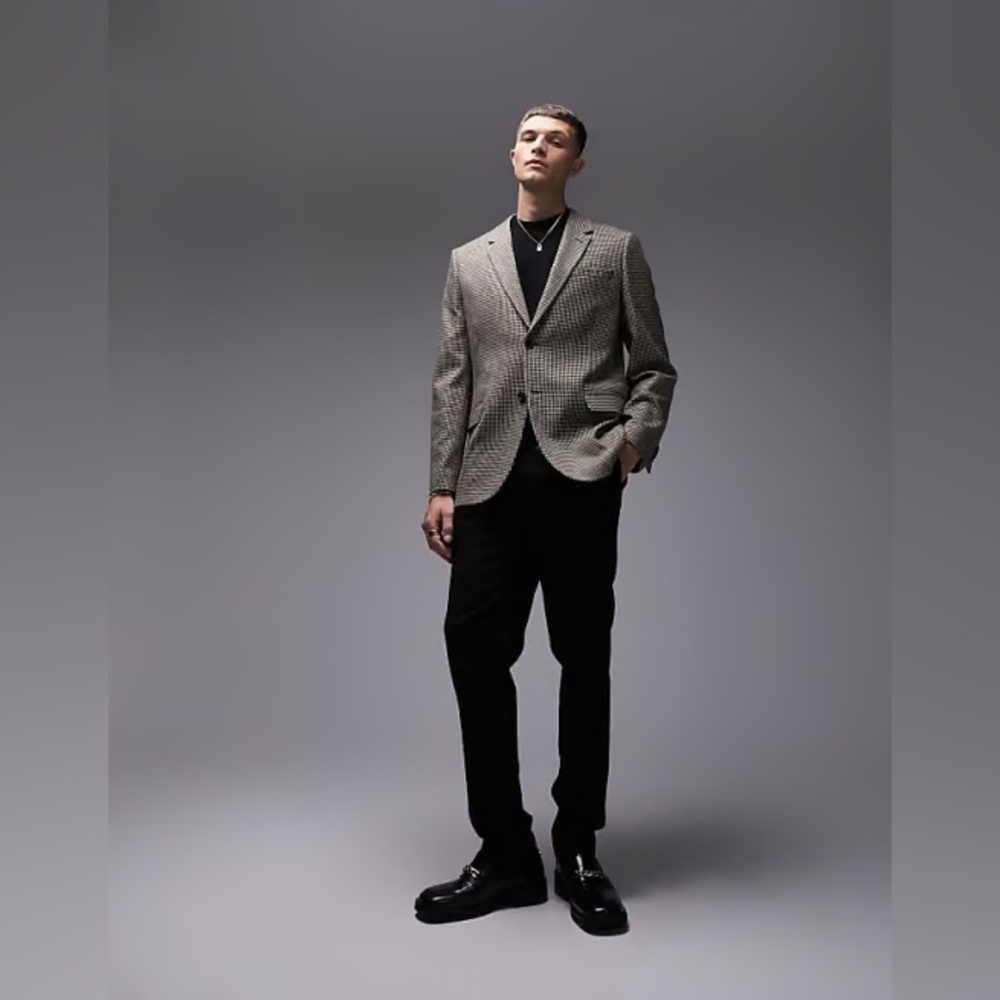Topman Wool Mix Slim Blazer in Brown,NWOT ,Sz : US36 (M)